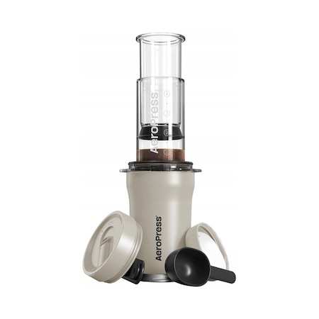 AeroPress Go Plus cu cana termica crem